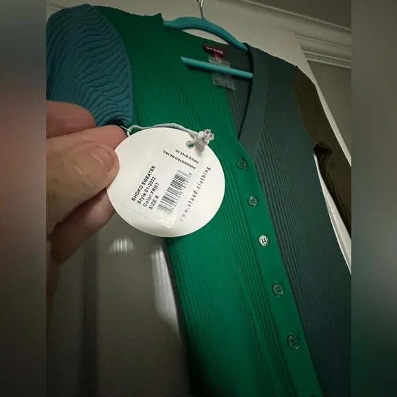 ‼️RARE‼️🎸STAUD🎸🔥NWT🔥 "Shoko" ribbed colorblock sweater dress in Fern— Size S - Picture 8 of 11